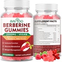 Premium Berberine Gummies, 2000mg høj potens Berberine HCI tillæg, Plus Ceylon Cinnamon, Milk Thistle for Women & Men, Immunsystemet & Metabolisme Support - 60 Gummies
