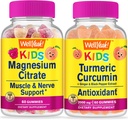 WellYe Magnesium Citrate Kids + gurkemeje Kids, Gummies Bundle - Great Tasting, Vitamin Supplement, Gluten Free, GMO fri, Chewable Gummy