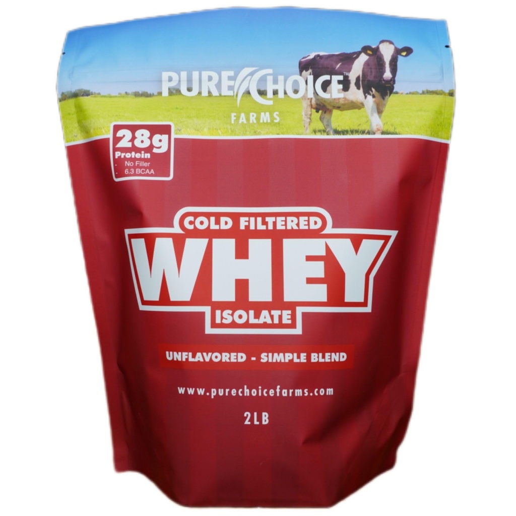 Pure Choice Unflavored Whey Protein Isolate Powder, 28g Protein & sukkerfri, ikke denatureret Valle, 1 Ingrediens, Ingen Fylder eller Kunstige Sødemidler (Ikke tilsat smagsstoffer, 2 LB)