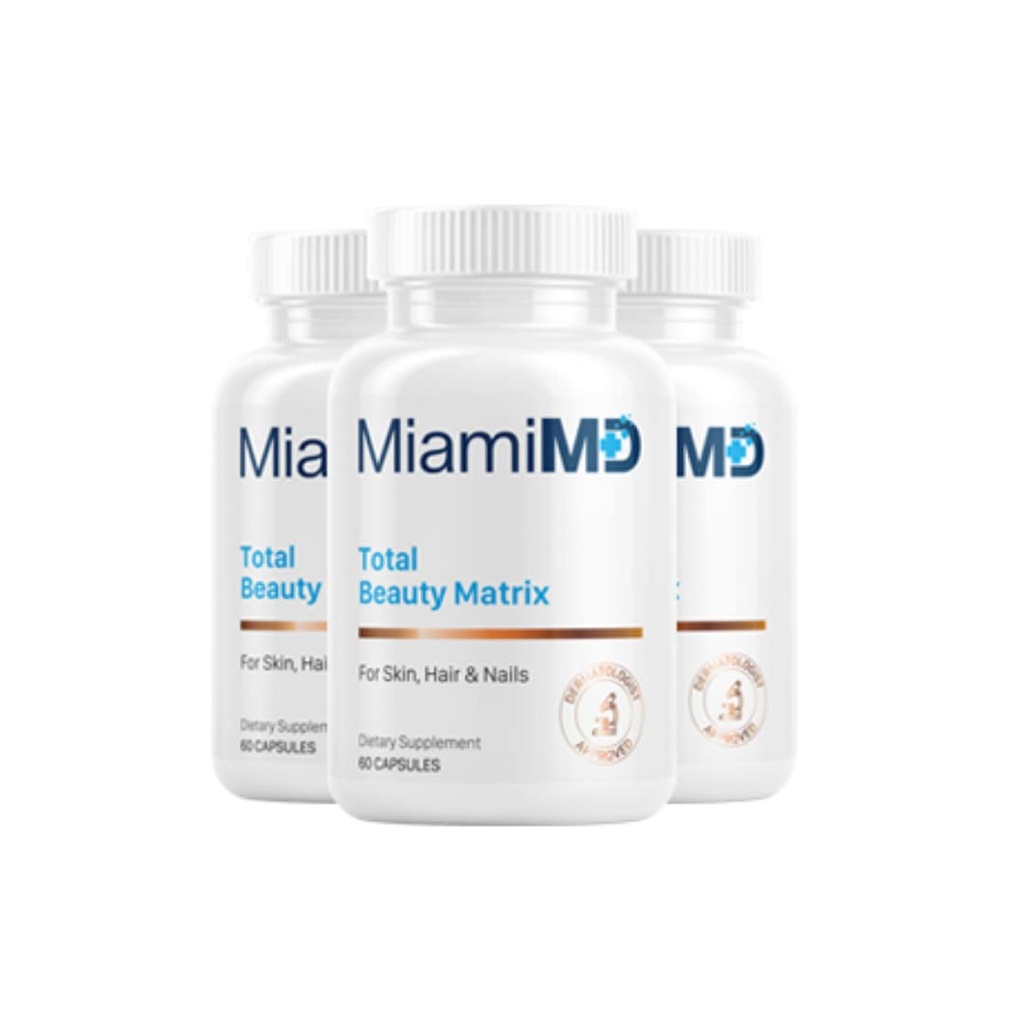 MiamiMD Total skønhed Matrix Collagen Kosttilskud til kvinder - Collagen kapsler med C-vitamin til hår, hud og negle - Cruelty Free - 60 kapsler
