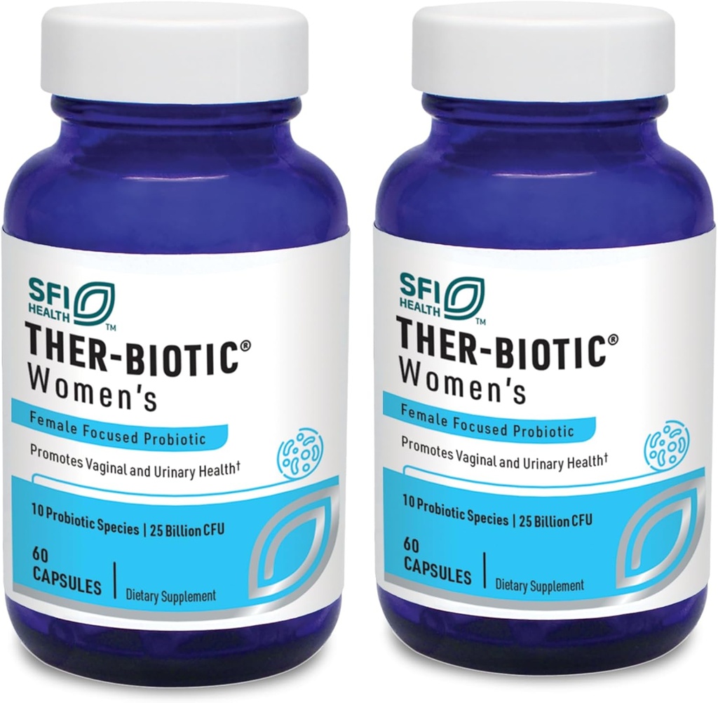 Klaire Labs SFI Health Ther- Biotic Women 's - Vaginal Probiotika til kvinder - Støtte sund syre vaginal pH Balance & Comfort - 25b CFU Lactobacillus & Bifidobacterium (60 kapsler, 2 pakker)