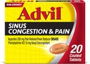 Advil Sinus Congestion and Pain, Sinus Relief Medicine, Pain Reliever og Feber Reducer med Ibuprofen og Phenylephrin HCl - 20 overtrukne tabletter
