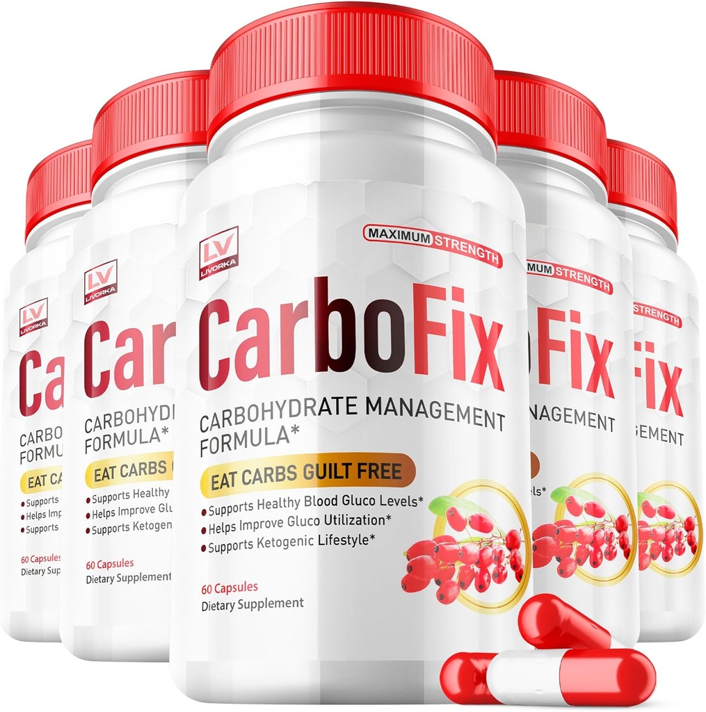 LIVORKA 5 Pack - Carbofix piller, 60 piller Pero flaske til 30 dage
