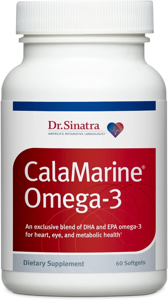 Dr. Sinatra CalaMarine Omega-3 Supplement med DHA og EPA, Clinical Grade for Brain, Heart, og Eye Health, 60 Softgels