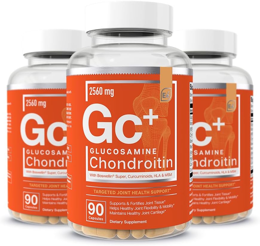 Væsentlige elementer Glucosamin Chondroitin MSM Boswellia Serrata Hyaluronic Acid Supplement fælles støtte Antioxidant Supplement for fleksibilitet - 270 kapsler (3 pakke)