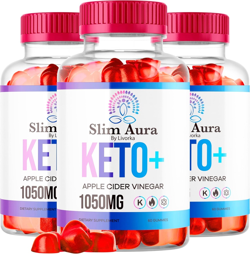 (3 Pack) Slim Aura Keto ACV Gummies - Official Slim Aura Keto Plus Apple Cider Vinagar 1050MG Advanced Formel Gummys, All Natural Premium Formel, Slimaura Gomitas Anmeldelser, 300 Gummies for 5 Måneder