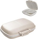 Daily Pill Organizer 1 Rejse Portable Pill Case 8 Kompartmenter Pill Box med Seal Ring Fugt Bevis Lille Medicin Vitamin Holder Container til Pocket Purse Vandtæt Pill Supplement Case (Beige)