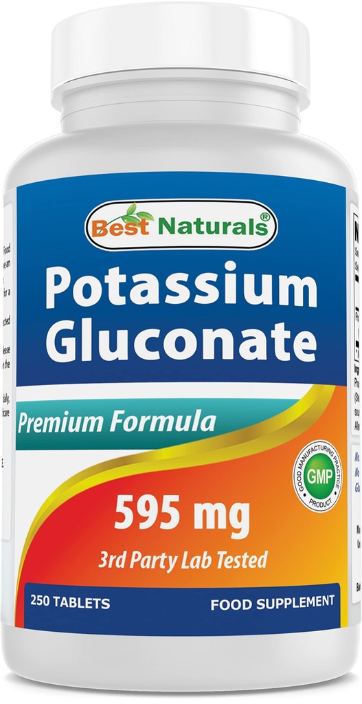 Bedste Naturals Kalium Gluconate Supplement 595 Mg Tablet, 250Count