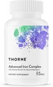 THORNE - Ferrasorb - 36 mg jern med essentielle næringsstoffer - Complete Blood Support Formel * - Elemental Iron, Folate, B og C Vitamin til Optimal Absorption - Gluten- Free - 60 Servere