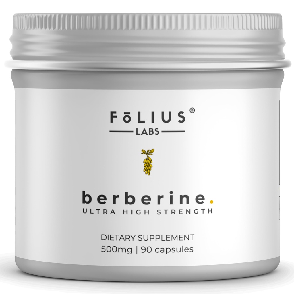 Ren etiket Berberine HCl 97% - Klinisk undersøgt Ultra høj styrke Pure Berberine 500mg tillæg - Glutenfri - 90 kapsler