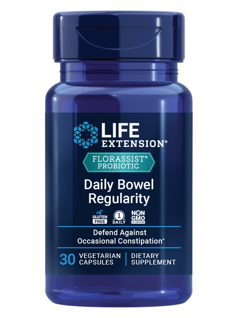 Life Extension FLORASSIST Daglig tarmregulering, 30 Vegetariske kapsler