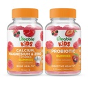 Lifeable Calcium Magnesium & Zink Kids + Probiotiske 2 milliarder CFU Kids, Gummies Bundle - Great Tasting, Vitamin Supplement, Gluten Free, GMO Free, Chewable Gummy