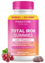 Pink Stork Prenatal Jern supplement Gummier for kvinder - 20 mg med C-vitamin - Grape tyggetøj for mangel, energi, & blod builder - 60 Gummy tykkere