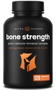 Calciumsupplement til knogleresultater 124; Plant Calcium Citrat + D3- vitamin, K2, Magnesium, Zink, Kalium, Boron & Strontium; Premium Extra Strength Bone Health & Density Complex 124; 120 Vegankapsler