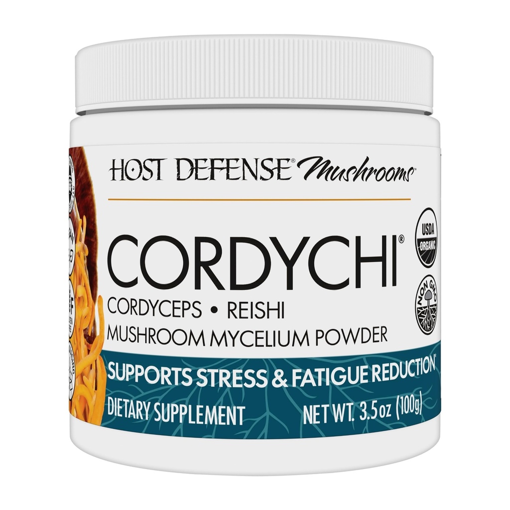 Host Defense CordyChi Powder - Energi & immunforsvar Support - Cordyceps & Reishi Mushroom supplement til afslapning og respiratorisk support - aids mod træthed - 3,5 oz (66 Servere) *