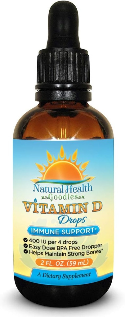 Vitamin D Drops for Baby, Kids and Adults - Pure Liquid D3 - Easy Dose Dropper - 2 Ounce Supply from Natural Health Goodies