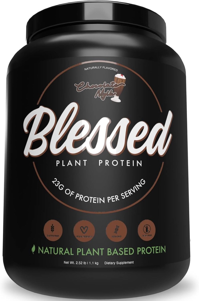 Velsignet Vegan Protein Powder - Plant baseret Protein Powder Meal Erstatning Protein Shake, 23g af Pea Protein Powder, Dairy Free, Gluten Free, Soy Free, No Sugar Added, 30 Servering (Chocolate Mylk)