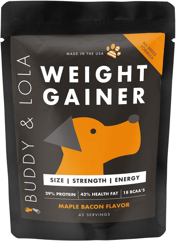 Buddy & Lola Hundevægt Gainer - Hundetillæg for vægt Gain - Hundeprotien pulver til Max Muscle Builder, High Calorie supplement til alle hunde & Breeds inc Bully. Pro Food Topper - Lavet i USA