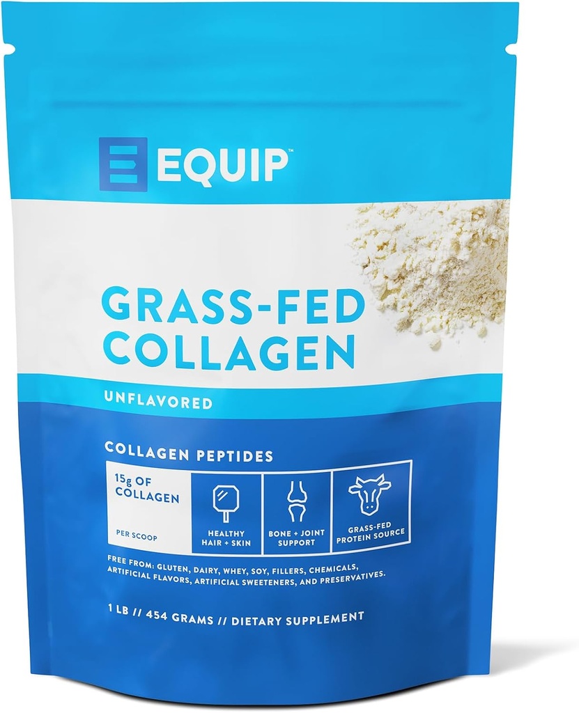 Equip Foods Grass Fed Collagen Pulver124; Hydrolyzed Bovin Collagen Peptider med Amino Acids