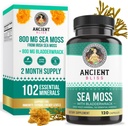 Ancient Bliss Organic Irish Sea Moss Pills - Dr Sebi færdiglavede Seamoss Kapsler D124; Thyroid, Sund Hud & Gut Support D124; 120 Kapsler