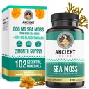Ancient Bliss Organic Irish Sea Moss Pills - Dr Sebi færdiglavede Seamoss Kapsler D124; Thyroid, Sund Hud & Gut Support D124; 120 Kapsler