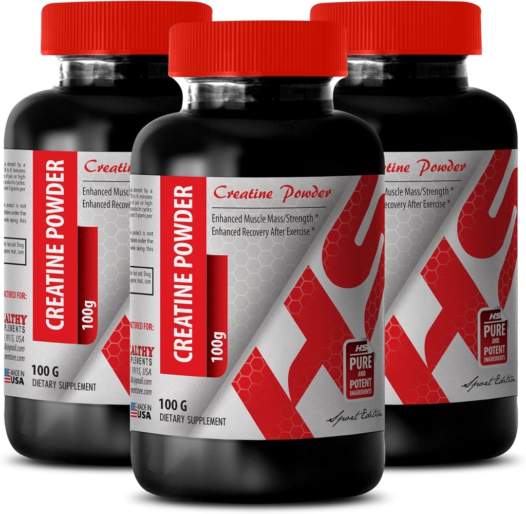 Kropskonstruktør for mænd - CREATINE Powder 100G - Creatin Bulk - 3 flaske (pulver)