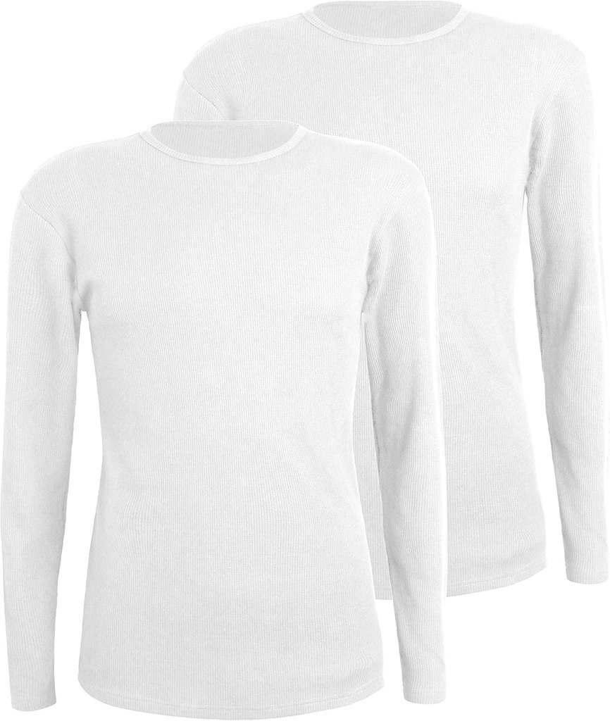 Komfekte Mænds 2-Pack Termisk langærmet underskjorte Waffle Strit Soft Comfy Crew Neck Undertøj Top Skjold til mænd