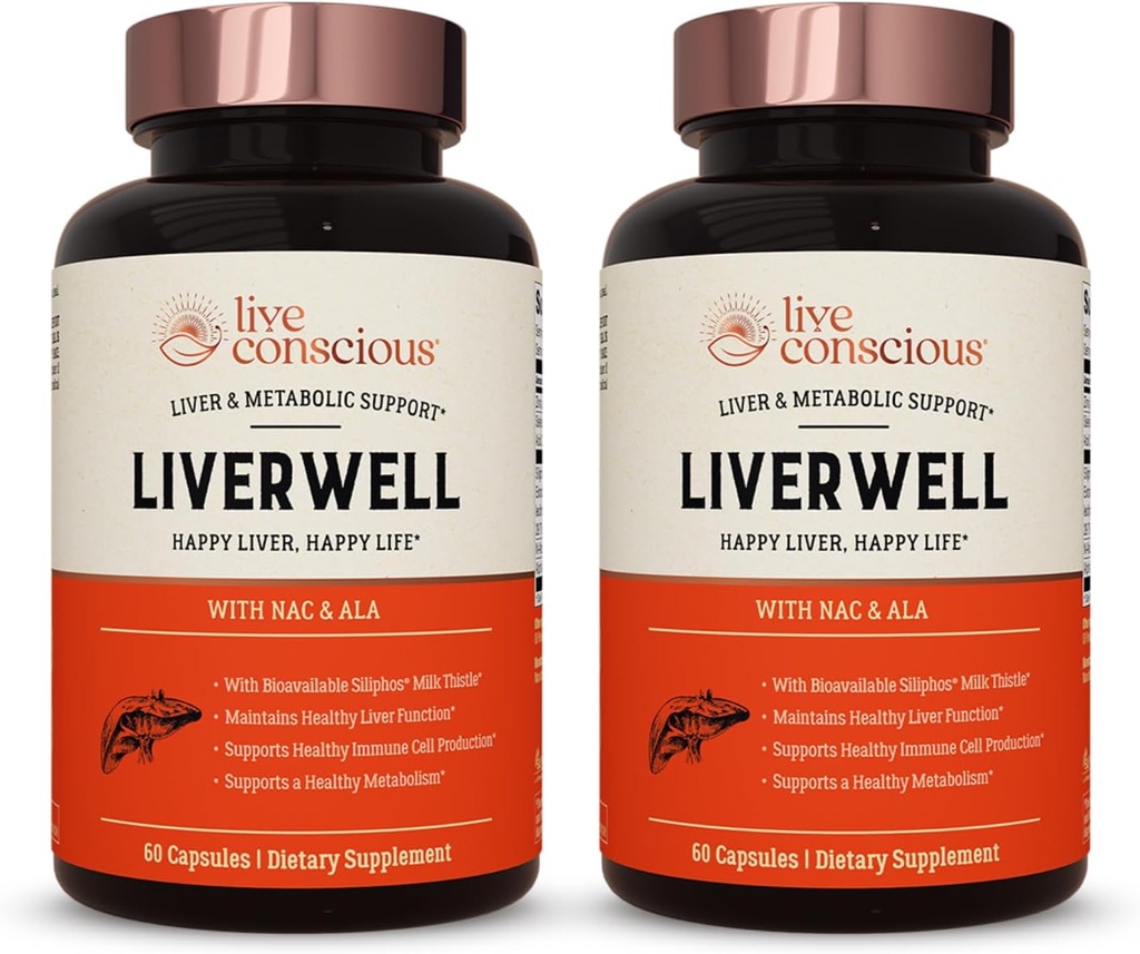 Liverwell lever rense, foryngelse, metabolisk støtte - Lever supplement til leversundhed w / Højt biotilgængelig mælk tidsel ekstrakt, N- Acetyl cystein, Alpha lipoid syre, zink, Selenium - 2 Pack