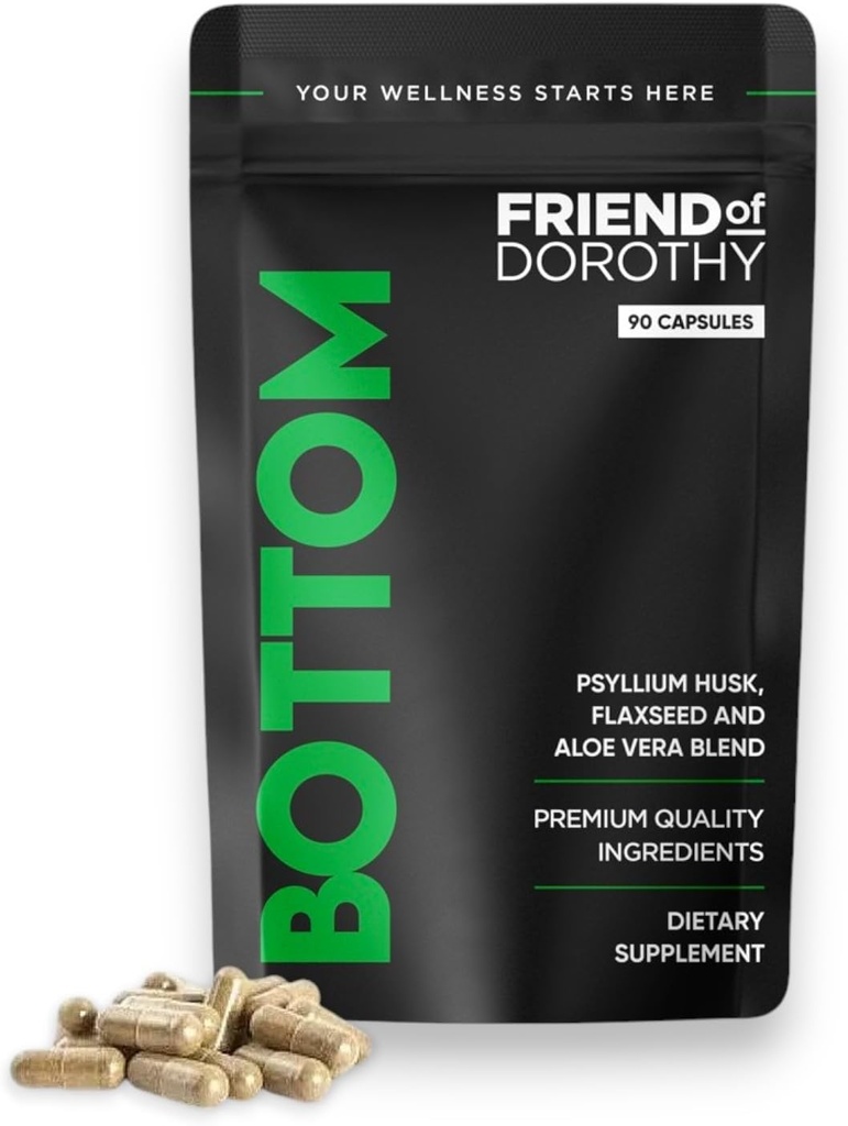 Bottom Fiber Supplement for Efformless Prep Time - Hjælper med at fremme fordøjelsesregel - Psyllium Husk baseret - for mænd, der Bottom, 90 kapsler