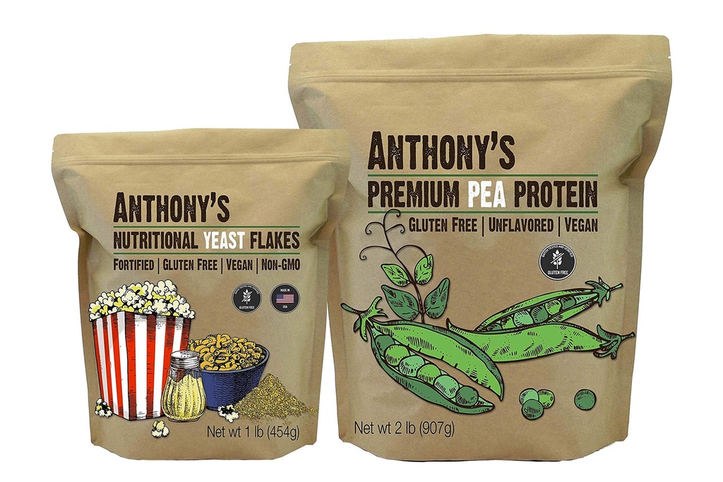 Anthony 's Premium Pea Protein 2lb & Nutritional Gær Flakes 1lb