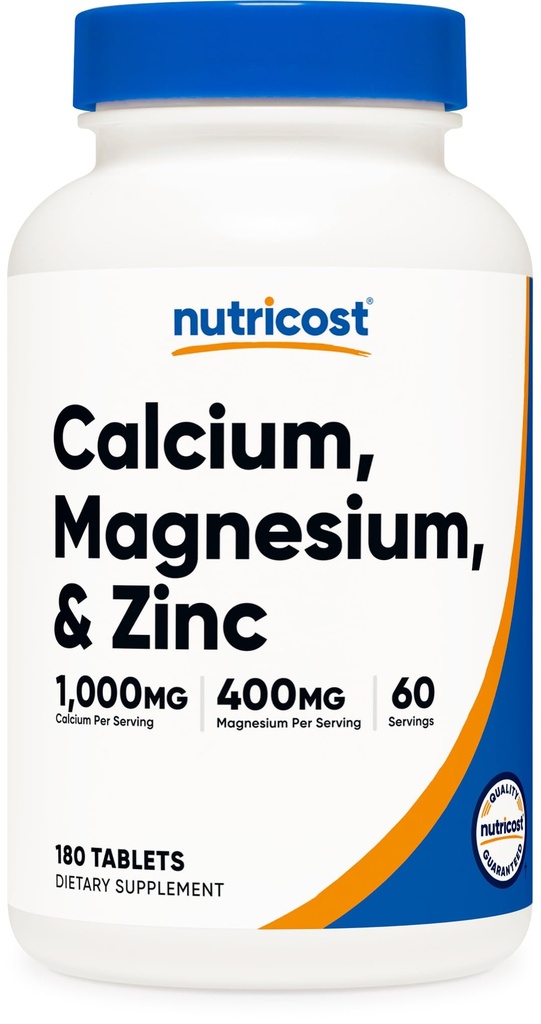 Nutricost Calcium, Magnesium & Zink tabletter 1,415 mg, 180 tabletter - Vitamin / Mineral Blend supplement, 60 Servere - Gluten Free, Non- GMO