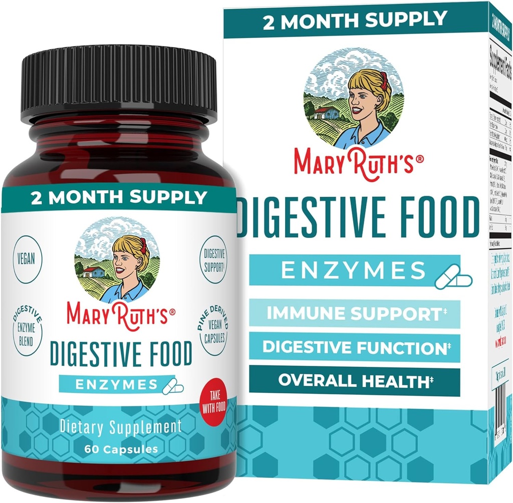 MaryRuth Organics fordøjelsesenzymer • 124; Op til 2 måneders levering • 124; Vegansk fordøjelsesstøtte • Gut Health Enzyme Complex • 124; Over 12 enzymer • 124; Vitamin B6 & B12