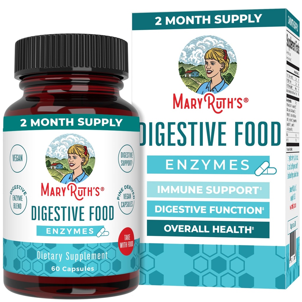 MaryRuth Organics fordøjelsesenzymer • 124; Op til 2 måneders levering • 124; Vegansk fordøjelsesstøtte • Gut Health Enzyme Complex • 124; Over 12 enzymer • 124; Vitamin B6 & B12