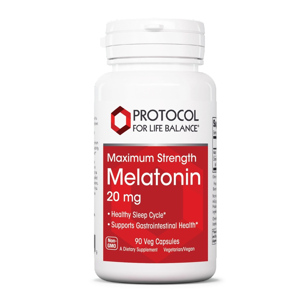 PROTOKOL FOR LIV BALANCE Melatonin Maksimal styrke - 20 mg Melatonin - sovende støtte til voksne - daglig immunforsvar - Pineal Gland Aid - Vegan & non-GMO - 90 Veg kapsler