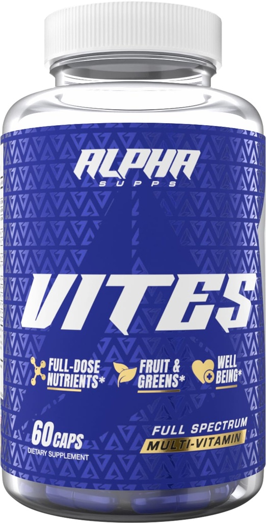 Alpha Supps Vites Mænds Multivitamin, Komplet dagligt tillæg med frugter, grøntsager, energi, immunforsvar og prostata støtte - Daglige hele fødevarer vitaminer med antioxidanter og fordøjelsesenzymer