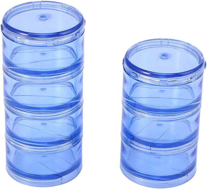 SUPPVOX 1 Sæt Cylinder Stackable Pill Box Round Weekly Pill Container Case Dispenser til og Medicin (blå)