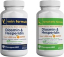 VITASUPORTMD - Vein og Lymplant Formel Bundle, Diosmin Hesperidin 1000 mg, 2x60 Kapsler, MPFF Complex til cirkulation, Lymplant og Vein Support