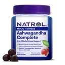 Natrol Ashwagandha Complete Gummy, 3-in-1 Daglig Stress Support, Understøtter Bedre Mood, Reducerer Lejlighedsvis Stress og Træthed, 30 Gummies, Op til en 15 dages Tilgang