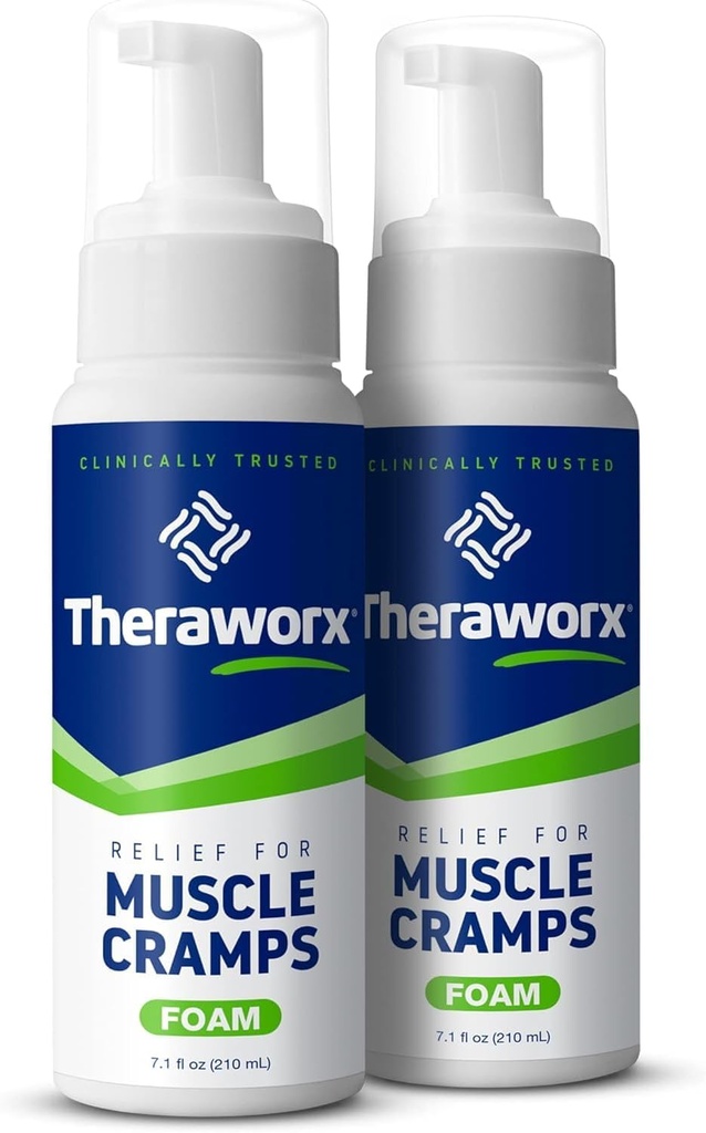 Theraworx Relief for muskelkramper Skum Fast- Fungerende muskelspasmer, Ben ømhed med Magnesiumsulfat - 7.1 oz - 2 Tæl