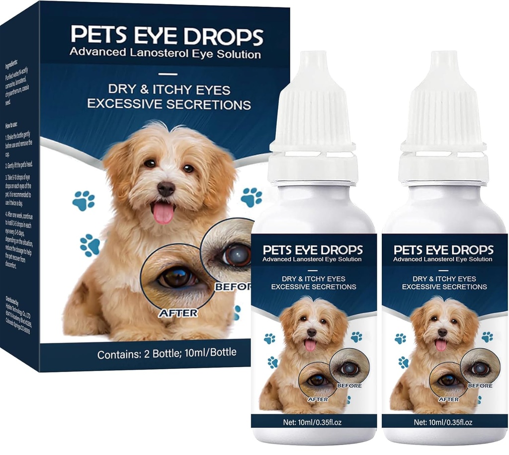 Katarakt dråber til hunde, Hundeøjne dråber, Forbedre Vision Klarhed, Forbedre Øje Vision og Katarakter (2 x 10 ml)