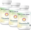 Bernard Jensens Dr. Clark Store Vitamin B1 Thiamin 500mg Supplement - Thiamin B1 Supplement for sundt nervesystem & energi Metabolisme, Gluten- fri, Dairy Free - 100 Gelatine kapsler 3Pack
