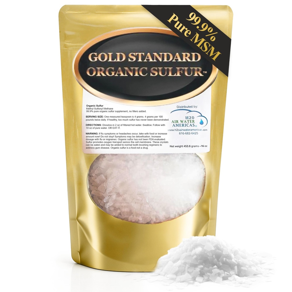 Gold Standard Organic Svovl krystaller 1lb - 99,9% Pure MSM - high-Renhed MSM supplement Pulver - Store Granulære Flakes - 3. part testet for renhed