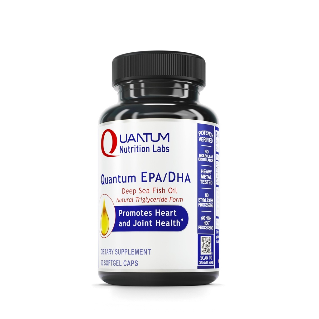 Quantum Nutrition Labs EPA DHA Fish Oil Softgels - Omega 3 Fish Oil, Omega 3 Supplement, EPA DHA, Omega 3 Fedtsyrer Kosttilskud til kvinder og mænd, Natural - 90 Softgel kapsler