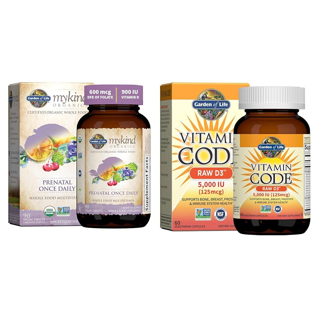 Livets have Organics Prenatal Vitamin: Folate for Energy & Sund Føtale Udvikling & D-vitamin, Vitamin Code Raw D3, D-vitamin 5.000 IE