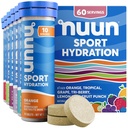 Nuun Sport Electrolyte Tablets med Magnesium, Calcium, Kalium, Chlorid & Natrium, Gluten Free & Vegan, Blandede Flavors, 6 Pack (60 Servere i alt)