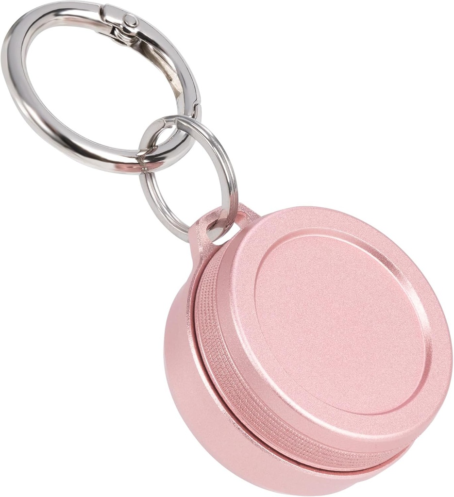 Daglig Metal Carrying Case - Bærbar Keychain Pill Holder, Vandtæt lille rejse pille Container til Eartændrør Mønter, Kompatibel med Loop, Eargasme & Vibes, Compact Mini Purse Pill Box (Pink)