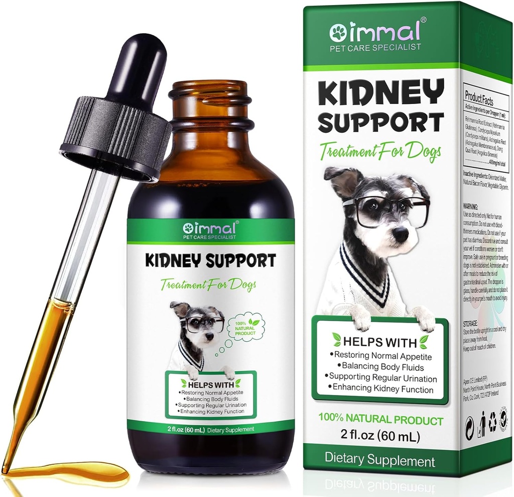 Nyrestøtte til hunde - Nyrestøtte supplement, understøtter immunforsvar, urinveje & Nyresundhed funktion, Natural Herbal supplement (2 Fl Oz)