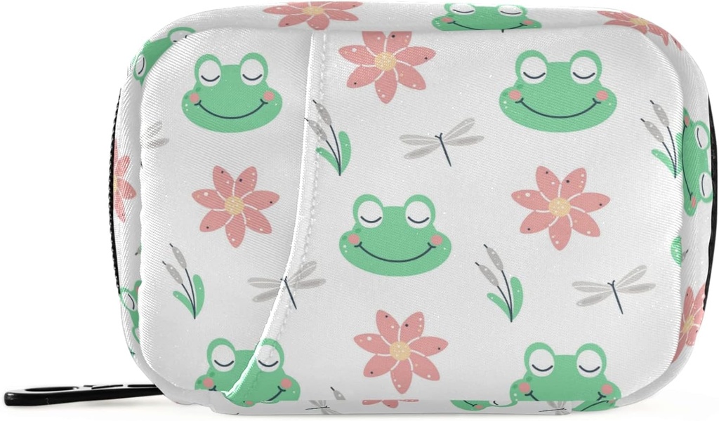 Frø med blomster Pill Box 7 Dag Pill sag Rejse Pill Organizer Bag med lynlås Portable ugentlige sag Kompakt størrelse for Vitamin Supplement Holder