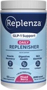 Replenza Daily Replenisher GLP-1 Nutritional Support, Powder, Muscle Recovery, fordøjelsessygdomme & hudelasticitet Mix af aminosyrer, Prebiotika og collagen peptider - Berry Flavor, 60 Scoops, 13.5 OZ