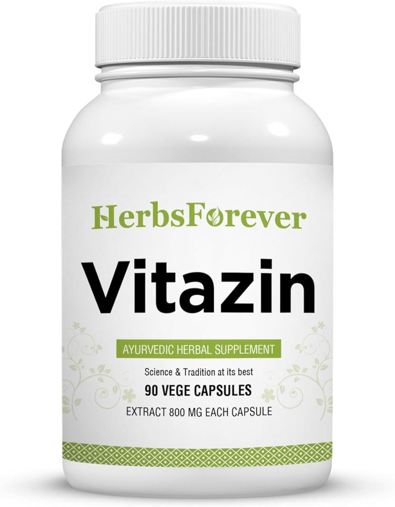 Herbseverly Vitazin Capsules Ayurvedic Herbal Supplement understøtter energi & ydeevne giver fysisk og mental styrke 90 Vege Capsules 800 Mg hver